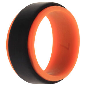 Silicone Wedding Step Ring - Orange-Black by ROQ for Men - 7 mm Ring